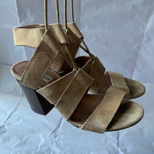 Steve Madden Block Heel Lace Up Suede Sandal